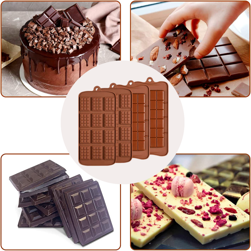 Chocolate Molds, Set Of 4 Packs Food Grade Non-Stick Silicone Protein And  Energy Bar Molds 